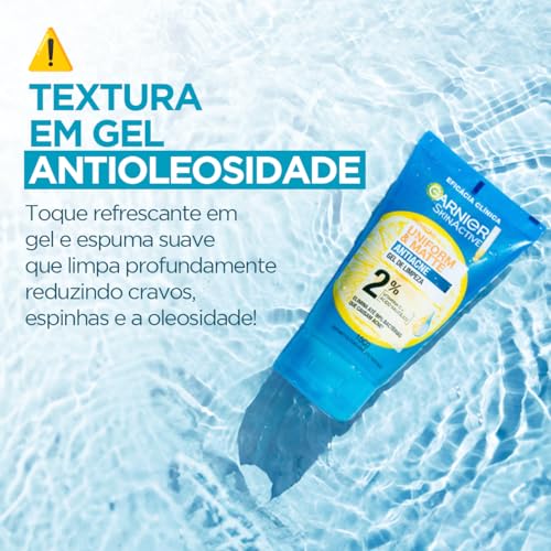 Garnier Gel de Limpeza Facial Uniform & Matte Antiacne, Elimina bactérias, Reduz Acne e Controla a O