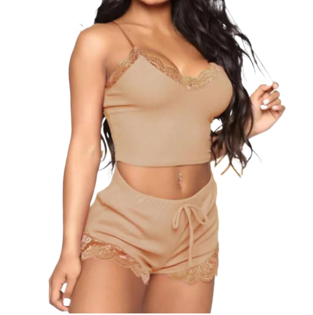 Damen-Pyjama-Set – Spitze, 2-teilig, kurzes Pyjama-Set für Frauen, V-Ausschnitt, Nachtwäsche, sexy Damen-Nachthemd-Set, ärmellos, Nachtkleidung, 2-teilig, Satin-Nachthemd Household faucets