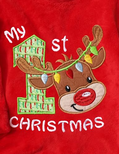 Von kilizo Baby Christmas Outfit My First Christmas Baby Girl Boy Outfit Footed Romper Santa Hat 2Pcs4