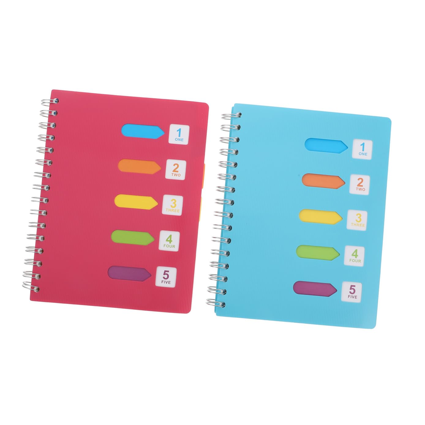 2 pièces Cahiers à Spirale avec Intercalaires Colorés Bloc-notes Épais pour Étudiants et Bureau Papier pour Notes et Organisation Journalière