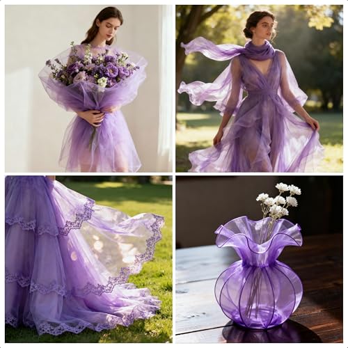 Transparenter Irisierend-Organza-Stoff, 3 m lang (3,3 Yarden), 150 cm breit (59 Zoll), geeignet für DIY, Nähkunst, Hochzeitsdekorationen, Tüll, Gauze, dekorative Stoffkanten sowie für Handwerkbegeiste