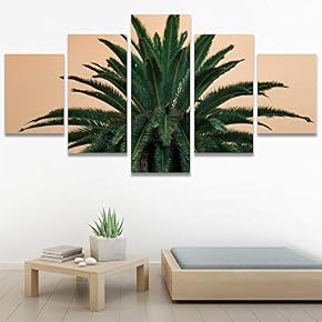 SIGNWIN 5 Panel Canvas Wall Art Tree Against...