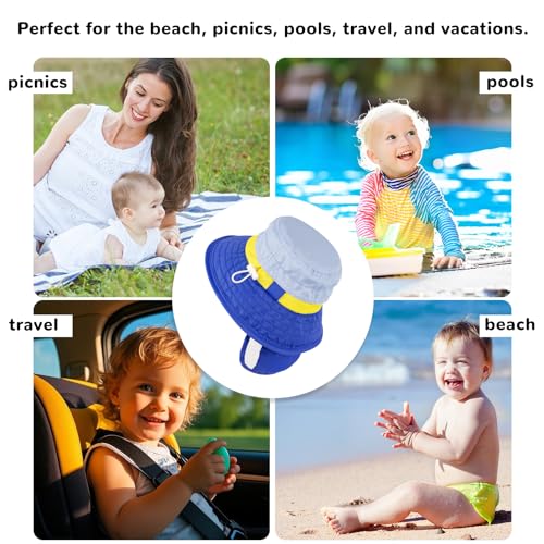 Image of HECCEI Baby Sun Hat with Neck Flap, Windproof, Sunscreen, Warm, UPF 50+ DryShade SkyCandy Outdoor Beach Hat for 0-24 Months