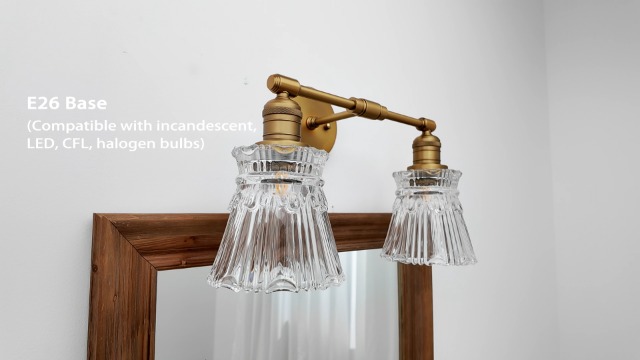 Image of Pathson 2 Lights Wall Sconce with Handmade Heavy Crafted Glass Shade, Hardwired Wall Vanity Light, Modern Wall Lamp Fixture for Living Room Bedroom