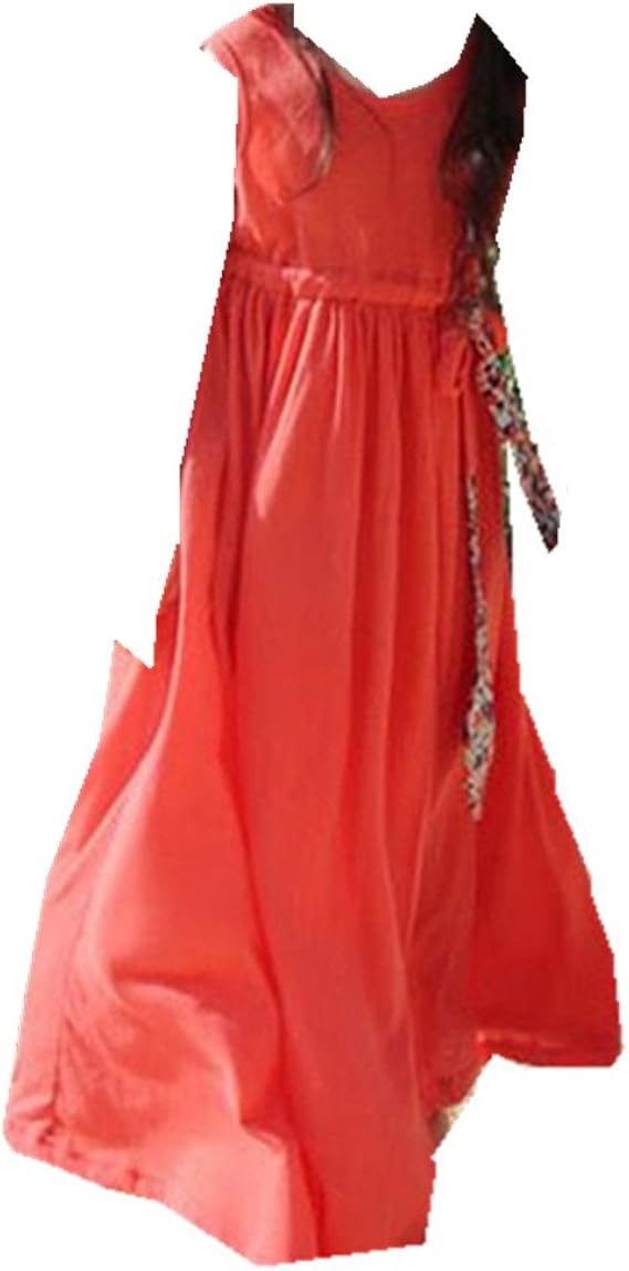 Amazon Co Jp Vmasterstroke マキシ ワンピ キッズ ビーチワンピース 無地 子供服 親子服 ゆったり ロング ドレス レディース ノースリーブ サマードレス 女の子 カジュアル シンプル 夏 海 休暇 旅行 コットン ファッション