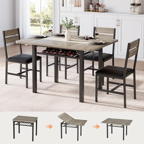 MapleGrace Dining Table Set for 4, Extendable Kitchen Table with