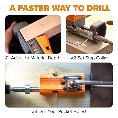Image of BORA Pro Compact Metal Pocket Hole Jig & 50pc Screw Set, Auto Adjusting Drill Guide, Durable Pocket Hole Jig Kit for Woodworking & Tight Spaces - For Materials 1 /2 inch to 1 1 /2 inch Thick