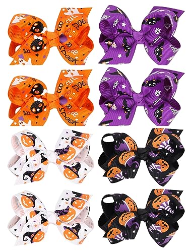 Baby Rose Halloween Headband Infant Pumpkin Hairband Bow Hair Clips (8pcs Clips) image 5