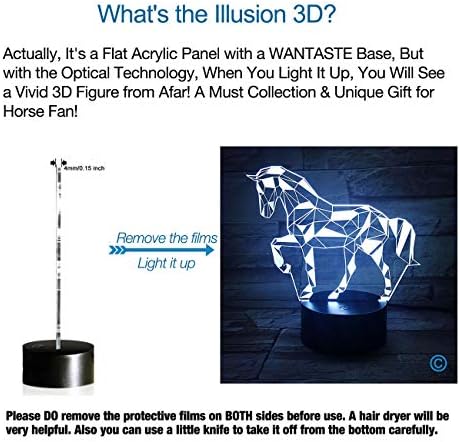WANTASTE 3D Horse Lamp, Optical Phantasm Evening Gentle for Room Decor & Nursery, Cool Birthday Items & 7 Shade Altering Toys for Children, Ladies, Boys & Horse Lovers 4 51sbcTHCJfL. AC