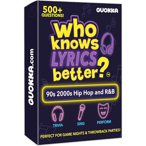 QUOKKA Who Knows Lyrics Better? 500+ Lyric Challenges 90s & 2000s Hip-Hop & R&B Edition Ultimate Music Trivia & Singing Game for Adults & Families Fun Karaoke & Party Game Night for Music Lovers