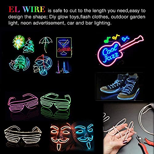 Image of MaxLax EL Wire White, Neon Wire Light 5 in 2 Meter, Electroluminescent Wire for Halloween Decoration, Christmas Party, DIY Decoration