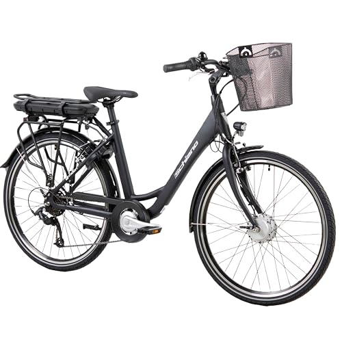 F.lli Schiano E-Moon, Bicicleta Electrica de Ciudad, 26', Batería 36V 14.5Ah Extraíble, Motor 250W 40Nm, Bici Electrica Urbana, Unisex Adulto, Negro