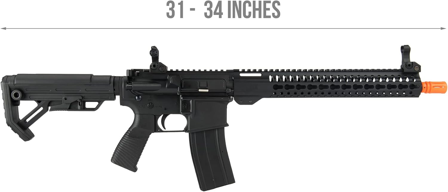 Golden Ball & Eagle 390 FPS Full Metal 13" KeyMod Gas Blowback Airsoft Gas Rifle - Black