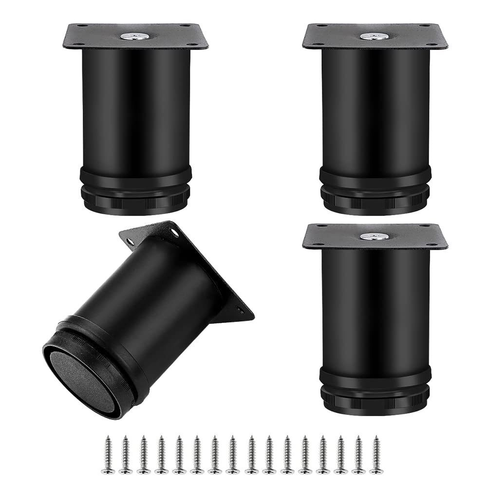 LYCXAMES Furniture Feet, Pack of 4 Round Cabinet Feet, 6 cm Adjustable Furniture Legs, Stainless Steel Base Feet