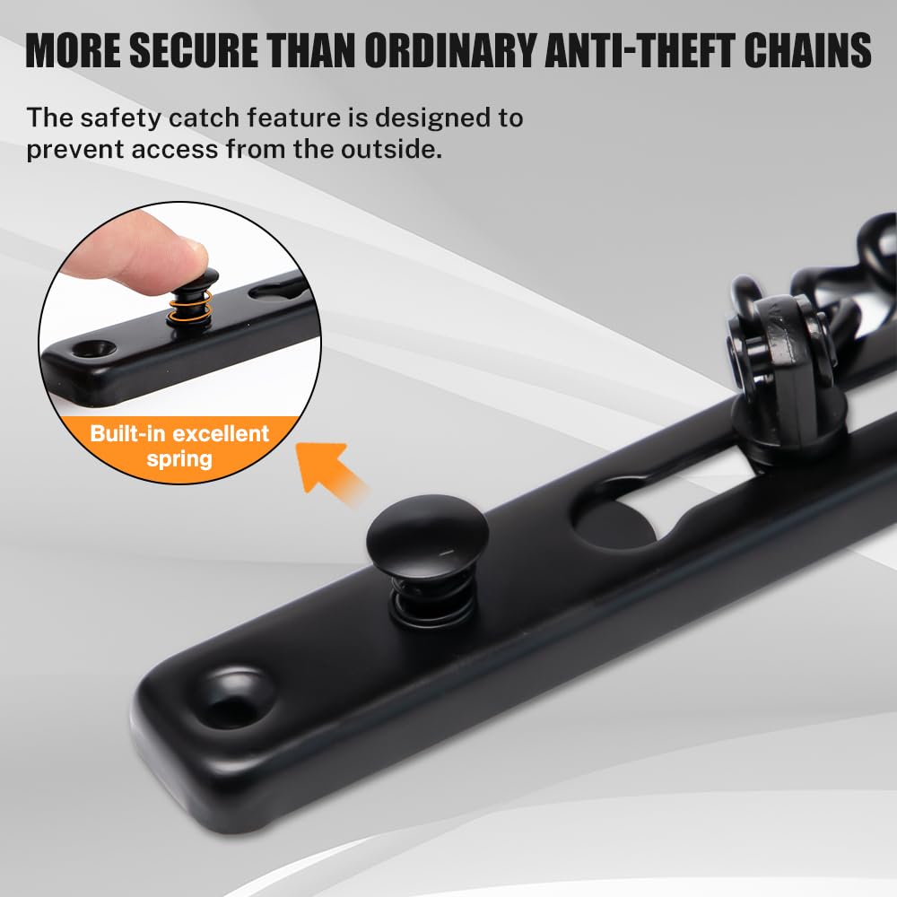 2 Piezas Cerrojo Cadena Puerta Interior Seguridad Cerradura de Cadena de Puerta Antirrobo Cadena de Puerta de Acero Inoxidable con 8 Tornillos y 1 Cuchillo de Tornillo Para Puertas y Ventanas