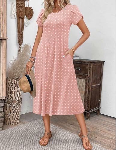 Image of ZEAGOO Womens Casual Dresses for Summer Short Sleeve Flare Midi Dress Loose Flowy Beach Sundress