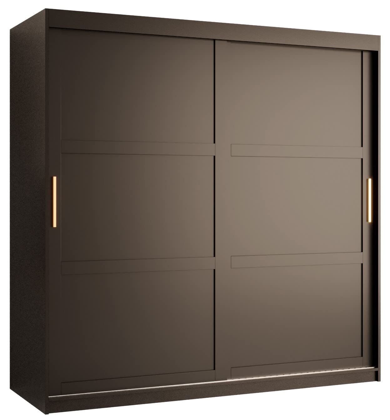 ABIKSMEBLE Armadio Scorrevole Ramiro 2 Bianco Opaco/Nero Opaco Larghezza 250 Cm - Due Ante Con Specchio E Ripiani