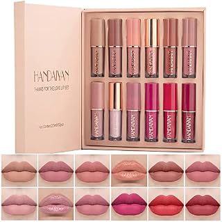 Lipstick Makeup Set,Matte Lipstick Lasting Beauty Lips, Intense pigments,Waterproof Long Lasting Lip Makeup Kit Makeup Gift Set (12 Colors) - gifts for women