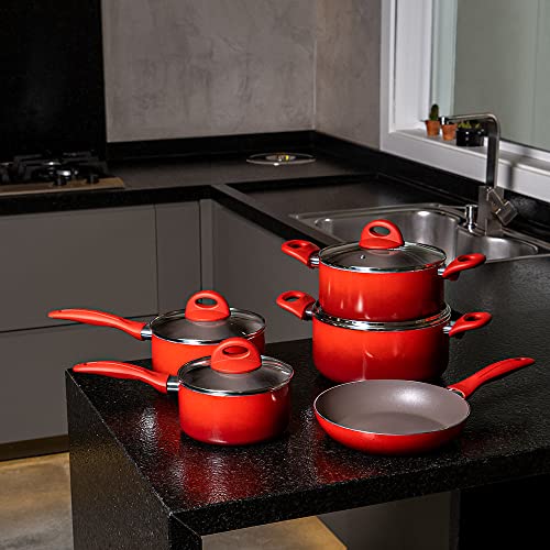Jogo de Panelas 5Pcs Ceramic Life Granada com Indução, Vermelha, Brinox
