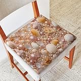 ModaQua Clamshell Pearl Starfish Square Seat Cushions 16 * 16 Inch High Density Sponge Filling Soft Comfortable Removable with Zipper Chair Cushion for Kitchen Dining Room Couch Office Chairs Car