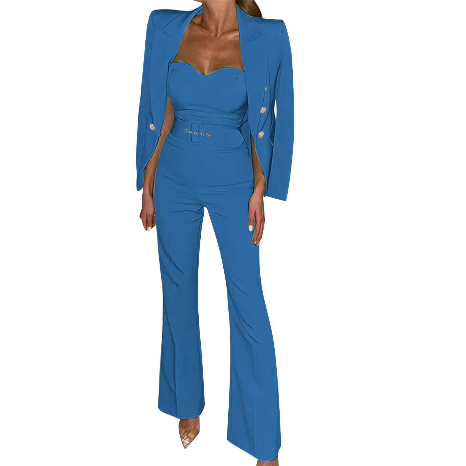 Tailleur Donna Eleganti Curvy Tailleur Pantalone Completo Due Pezzi Slim Fit Blazer Set Slim Fit Blazer con Pantaloni Moda Abiti Set per Ufficio Completo Donna Estivo 2 Pezzi Elegante