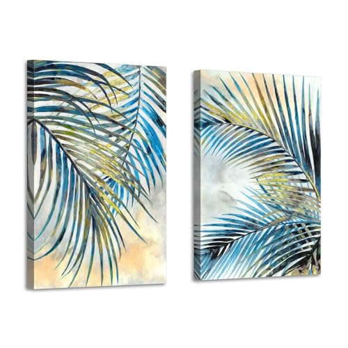 ARTISTIC PATH Tropical Palm Leaves Canvas Wall Art 24"x36"x2 PCS