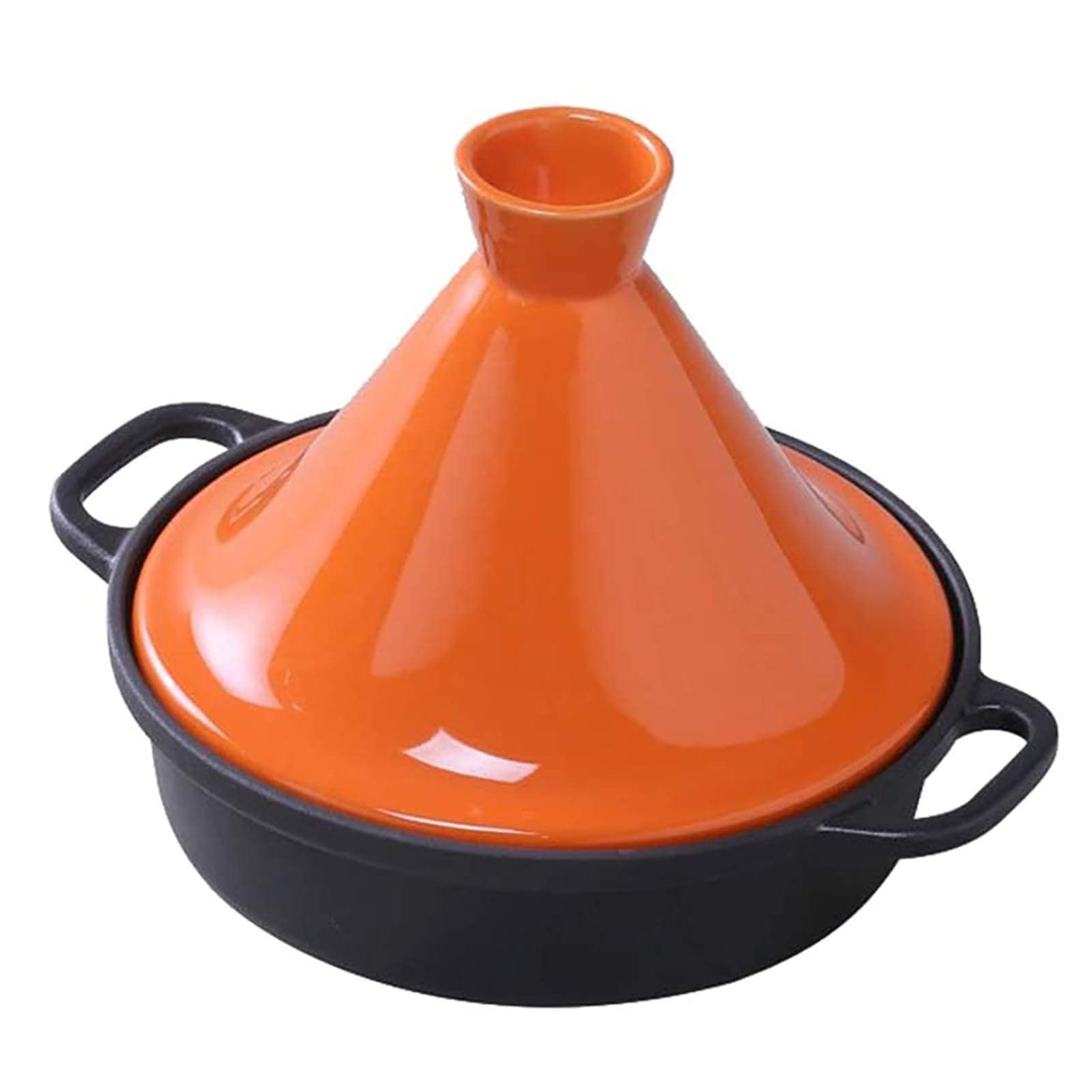 NERDOH Cast Iron Pot Tajine Cooking Pot with Enameled Cast Iron Base and Cone-Shaped Lid Lead Free Stew