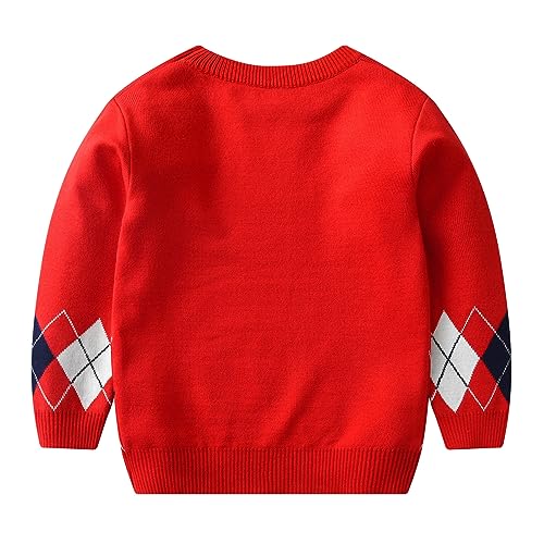 Girls Argyle Sweaters Comfy Knit Pullover Graphic Sweater Kids Boys Fall Winter Loose Tops 18 Months-6 Years