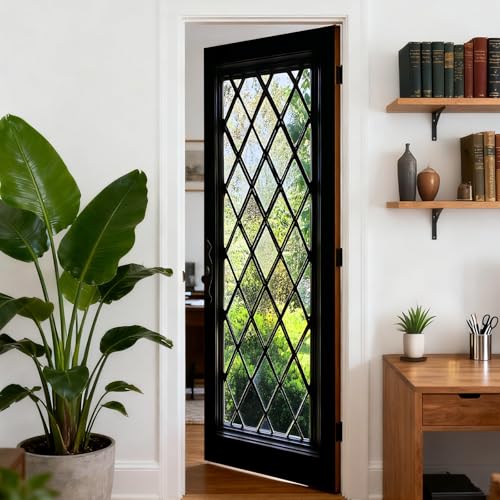 Image of Nuxovilar Diamond Lattice Door Stickers Peel Stick PVC 30.3x78.7 in