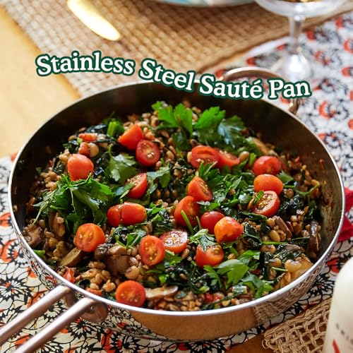 Great Jones Deep Cut 3 Quart Edelstahl Schmorpfanne | Hybridpfanne & Schmorpfanne mit abgeschrägten Seiten, geschweißten Griffen | Induktions- und ofenfest, spülmaschinenfest