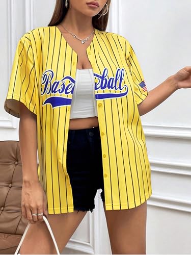 Baseball Shirt Jersey Women Baseball Player T-Shirt Game Day Fan Graphic Tees Button up Short Sleeve3
