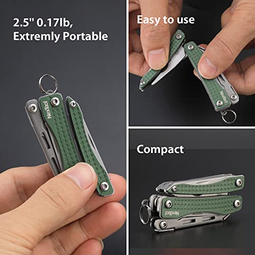 Image of Nextool EDC Keychain Multitool, 10 in 1 Mini Pocket Knife Multi Tool with Needlenose Pliers, Scissors, Mini Useful Cool Gadgets for Men, Father's Day Gifts from Daughter-Green