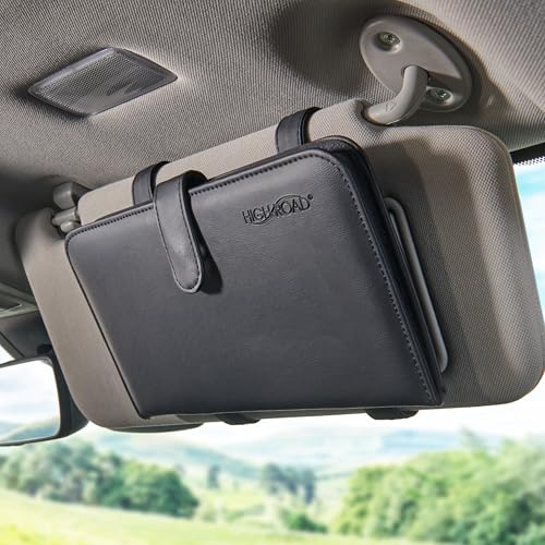 High Road Car Document Holder - Registration and Insurance Card Holder and Car Visor Organizer with 6 Clear Pockets and Pen Loop for Driving Documents, Cards and Paperwork