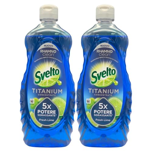 Detergente per Stoviglie a Mano, Titanium Concentrato, 5X Potere Sgrassante, 650ml, Disponibile in Varie Profumazioni (2 Unità, Fresh Lime)