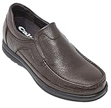 CALTO Men's Invisible Height Increasing Elevator Shoes - Dark Brown Premium Leather Slip-on...