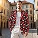COEQINE Black Red Floral Gothic Suit Jacket for Men Business Work Casual Lightweight Button Up Long Sleeve Office Outerwear Coats Fall Winter Fashion Outfits, S-5XL