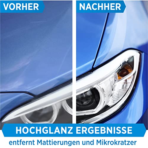 PRINOX Profi Autopolitur 500ml inkl. Polierschwamm für alle Lacke - Schwarz, Weiß, Buntlacke, Metalliclacke I Auto Politur mit Nanoversiegelung zum Kratzer entfernen - Made in DE