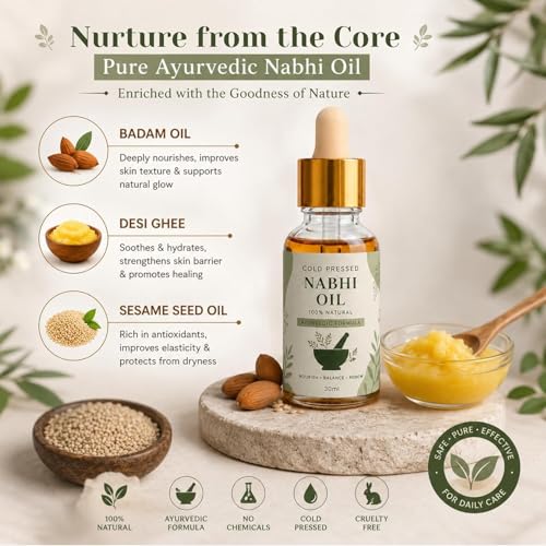 Image of Nabhi Oil | Belly Button Oil for Body Detox, Weight loss, Sugar control, Joint Pain Relief | All in One Ayurvedic Oil for Men and Women & Adult | 72,000 Navel Chikitsa Therapy | 30ml ((A1))