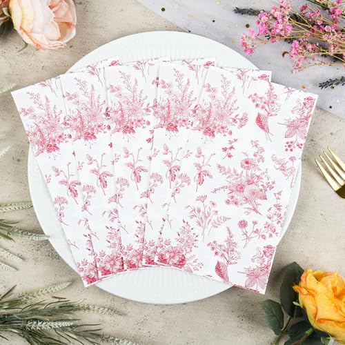 Servilletas de papel para invitados con diseño desechable bicolor rojo y blanco suave 6