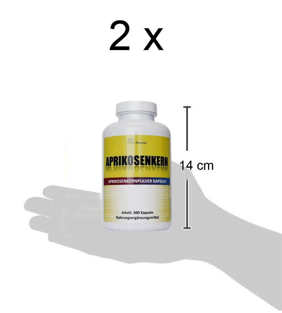 Aprikosenkern Kapseln je 430mg, 600 vegane bittere Aprikosenkerne, Vitamin B17 (2er Pack Vorteilspack)