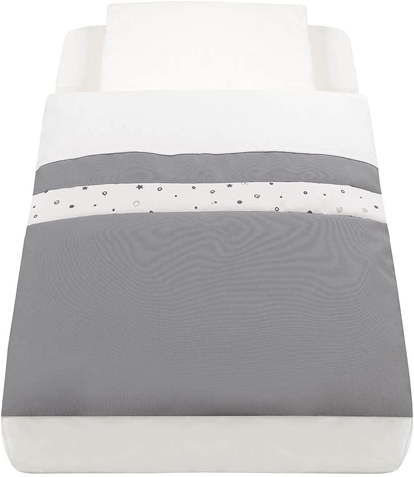 Il Mondo del Bambino ART926-161 - Bedding Set, Warm Duvet and Cover for Cot, Bassinet - Soft Pillowcase and Mattress Cover, 1.1 Kg, 4 Pcs - Ash Grey