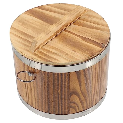 BEBEMOKO Sushi Barrel Sushi Rice Bowl Rice Bucket Rice Tub Sushi Serving Tub Rice Steamer Cooker Bread Basket Sushi Rice Container Rice Cooling Bowl Sushi Dish Stainless Steel Light Brown