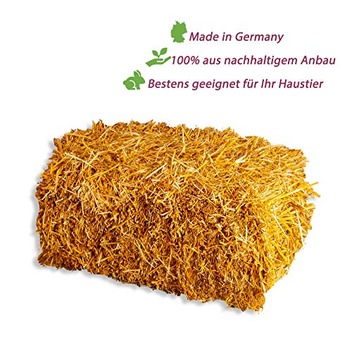 15 kg Bester Qualitäts Weizen Strohballen, trockenes frisches ungespritztes Stroh, aktuelle deutsche Ernte naturbelassen für Kaninchen Meerschweinchen Hasen Futter Deko, direkt vom Bauern