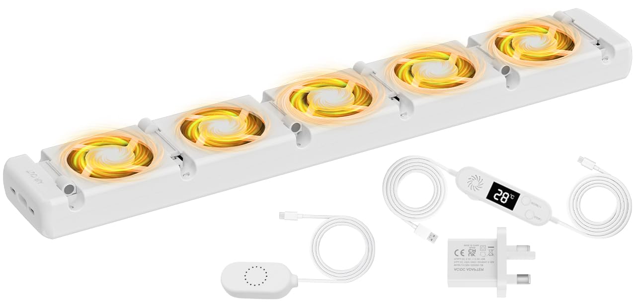 Sorlpv Radiator Fan 5 Fan with Smart Thermostat Switch (Single Set)