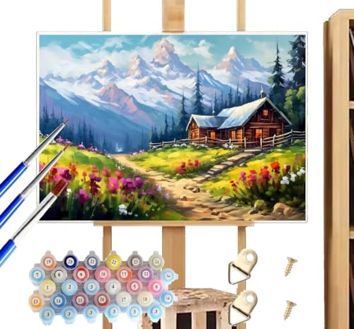 Donpeer Dipingi con i Numeri per Adulti Campagna, Kit Pittura Colorare con i Numeri con Pennelli e Pigmento, Painting by Numbers Hobby Passatempo per Adulti, Decorazione Casa Paesaggio 30x40 cm R1073