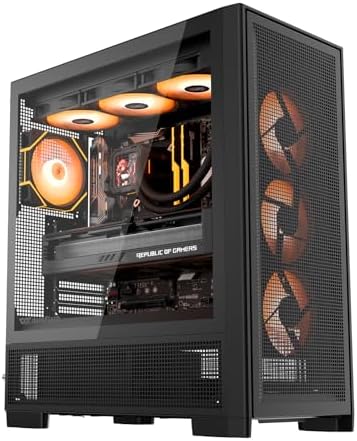 darkFlash AIR NOVA Full Tower E-ATX PC Case, Six-Sided Ventilated Gaming Case, Up to 420mm Radiator, Vertical GPU Mount, Back Connect, Type C, High Airflow, 7 x PWM ARGB Fans Included (Black)