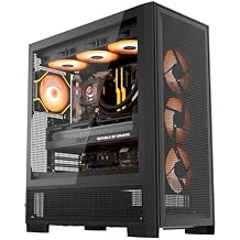 darkFlash AIR NOVA Full Tower E-ATX PC Case, Six-Sided Ventilated Gaming Case, Up to 420mm Radiator, Vertical GPU Mount, Back Connect, Type C, High Airflow, 7 x PWM ARGB Fans Included Black