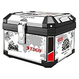 Caja de maletero universal: caja de maletero de viaje para motocicleta de gran capacidad de 45 l con placa de montaje universal para fijar a la caja del maletero de motocicletas, scooters u otras motocicletas con marcos; adecuado para viajeros o viajeros.