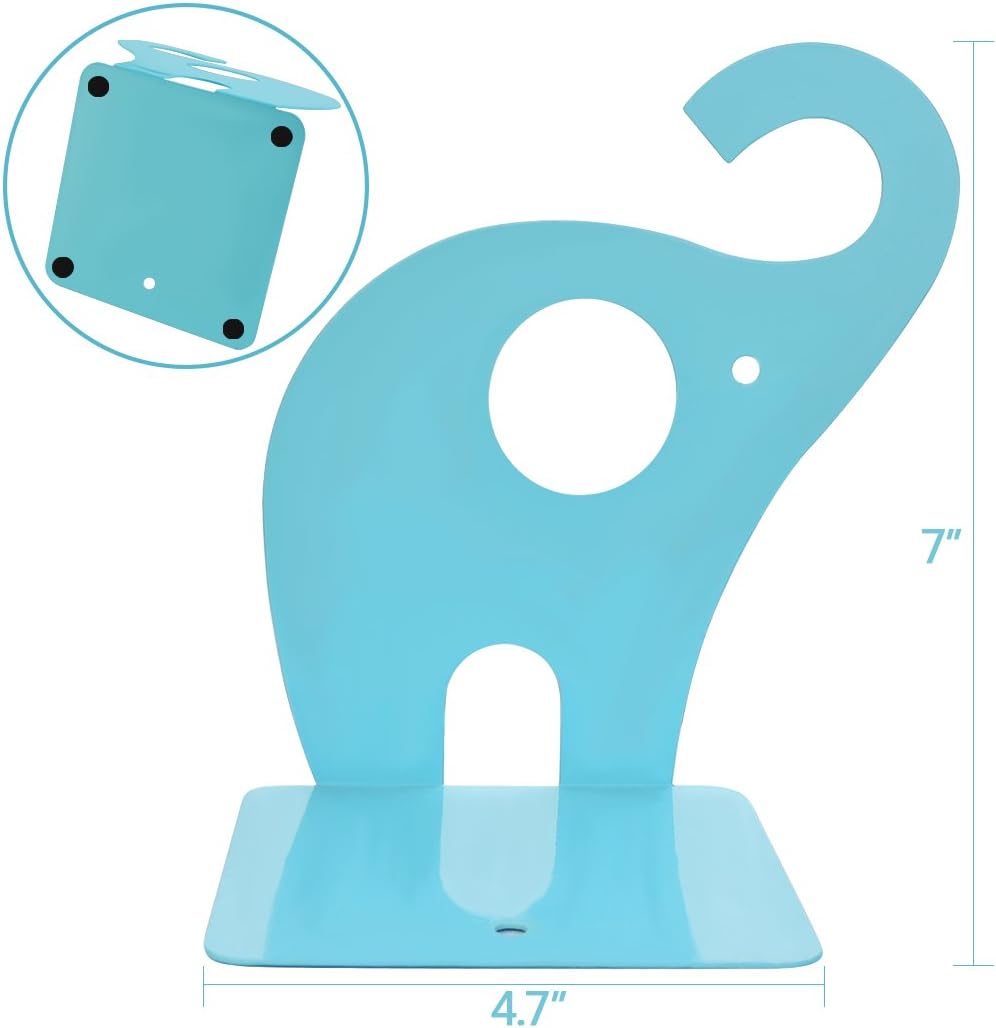 1pair Blue Cute Elephant Nonskid Bookends Book Rack Book Organizer Bookend Art