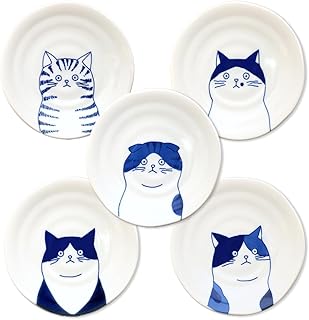 暮らしの彩り 盛皿 ねこフレンズ取皿 5柄セット 径16.3cm 日本製 美濃焼 磁器 ねこ 猫 中皿 電子レンジ対応 食洗機対応